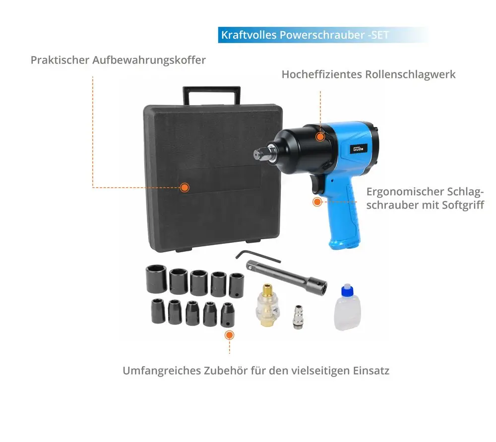 GDE Druckluft-Schlagschrauber-Set - 40040 pi