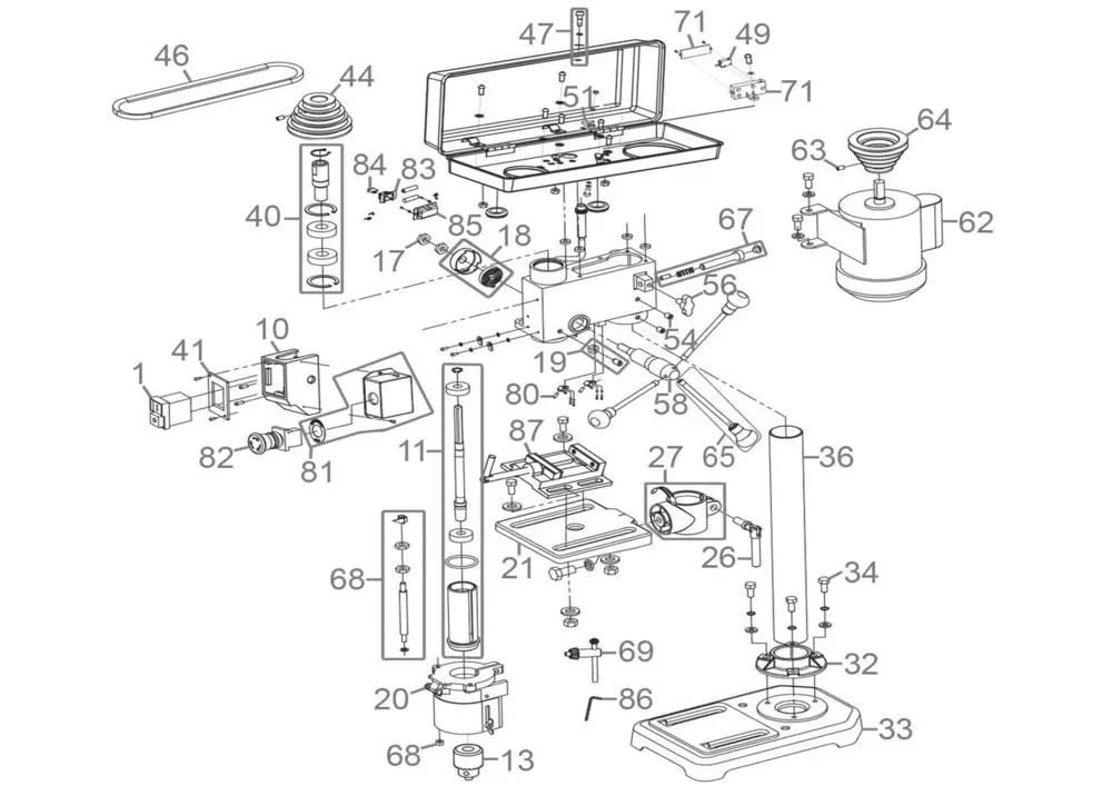 Zeichnung - Tischbohrmaschine GTB 16/550 LASER - 55219