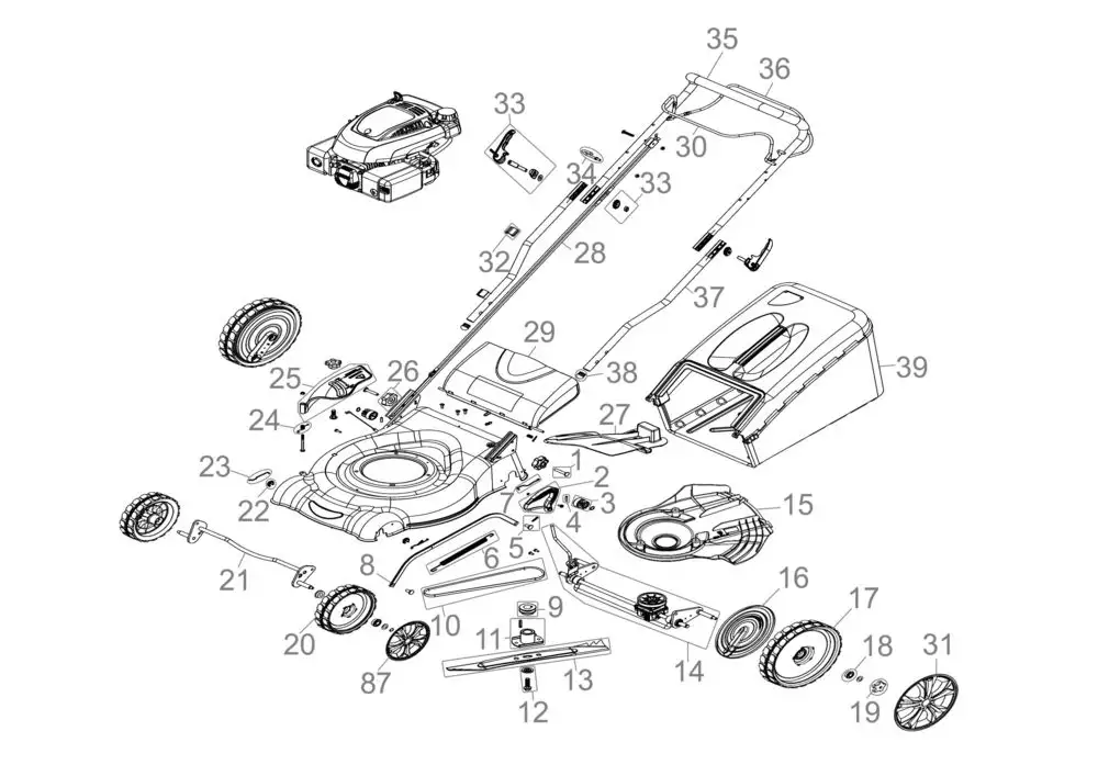 Zeichnung - RASENMHER BIG WHEELER 510 4IN1 - 95348